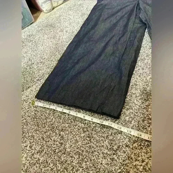 Kika Vargas Indigo Wide Leg Cropped Pants with Scalloped Pocket Size 8- NWT - Picture 4 of 13